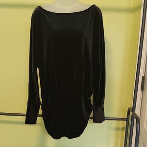 Boston Proper Elegant Black Velvet Tunic Top